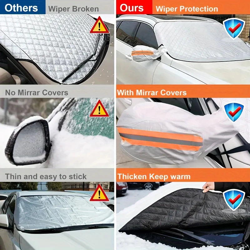 Vista frontal del coche con parasol